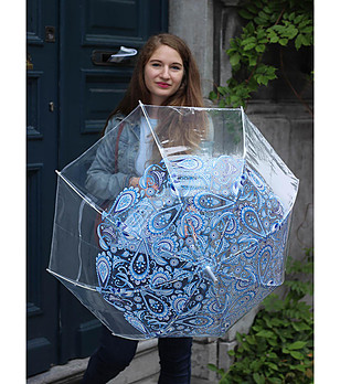 Прозрачен чадър с пейсли принт снимка