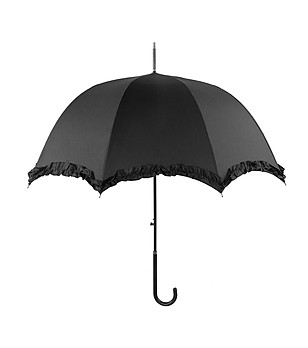 Черен елегантен чадър с къдрички снимка