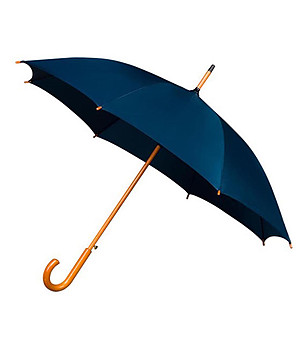 Тъмносин чадър с кафява дръжка снимка