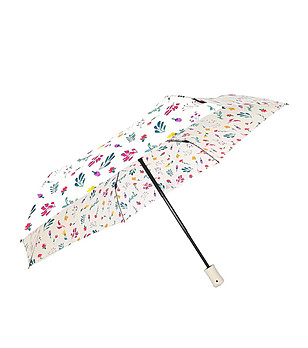 Бял чадър с многоцветен флорален принт снимка