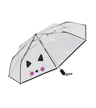 Сгъваем прозрачен чадър с принт Коте снимка