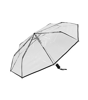 Сгъваем прозрачен чадър с черен кант снимка