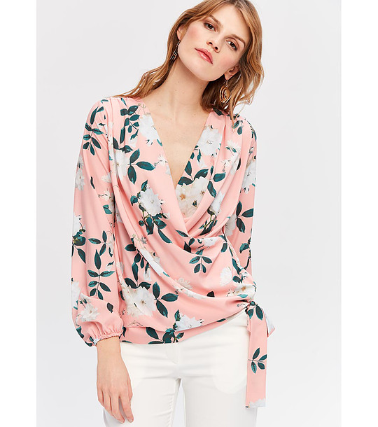 Розова дамска блуза с флорален принт Arleen снимка