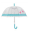 Прозрачен чадър с принт в синьо и розово-0 снимка