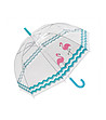 Прозрачен чадър с принт в синьо и розово-1 снимка