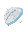 Дамски прозрачен чадър със син кант-1 снимка