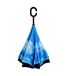 Черен чадър с обратно отваряне с принт Синьо небе-1 снимка