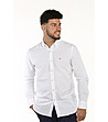 Бяла мъжка риза от лен и памук Landmari-0 снимка