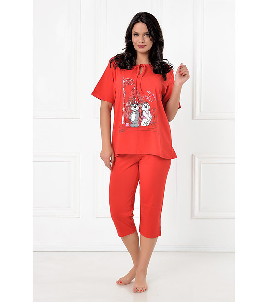Червена дамска памучна пижама Lala снимка