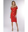 Червена рокля с флорални детайли Berta-0 снимка
