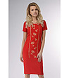 Червена рокля с флорални детайли Berta-2 снимка
