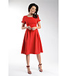 Червена разкроена рокля Daniela-0 снимка