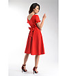 Червена разкроена рокля Daniela-1 снимка