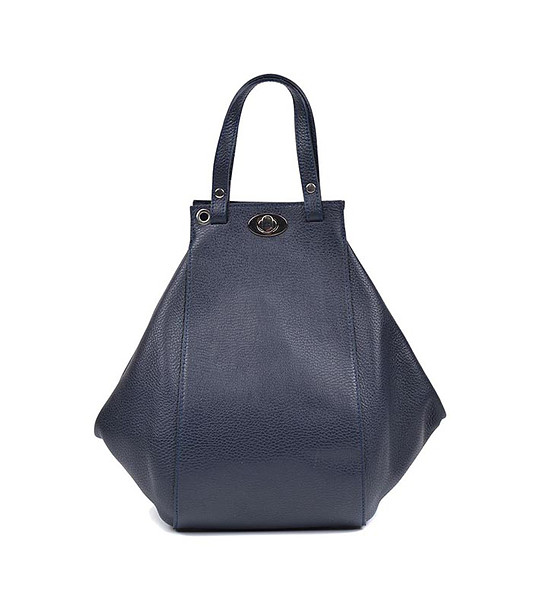 Тъмносиня дамска кожена чанта с нестандартен дизайн Modelia снимка
