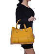 Жълта дамска чанта от естествена кожа Denita-2 снимка
