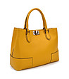 Жълта дамска чанта от естествена кожа Denita-3 снимка
