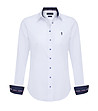 Бяла дамска памучна риза с контрастни детайли Abra-0 снимка
