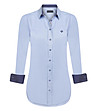 Светлосиня памучна дамска риза с контрастни панели Samira-0 снимка