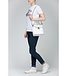 Бяла кожена дамска чанта Megane-4 снимка