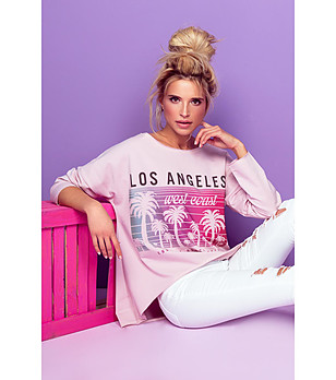 Розова дамска блуза с щампа Los Angeles снимка