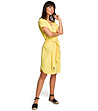 Жълта рокля с прорез встрани Letizia-0 снимка