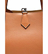 Трапецовидна дамска кожена чанта в цвят коняк Salome-2 снимка