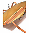Трапецовидна дамска кожена чанта в цвят коняк Salome-3 снимка