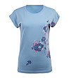 Синя дамска памучна тениска с флорални мотиви Popa-0 снимка