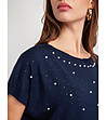 Дамска блуза в тъмносиньо с прилеп ръкави Albina-2 снимка