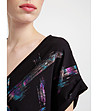 Черна дамска памучна блуза с многоцветен принт Agave-2 снимка