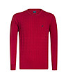 Червен мъжки памучен пуловер с плетеници Drew-0 снимка