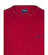 Червен мъжки памучен пуловер с плетеници Drew-2 снимка