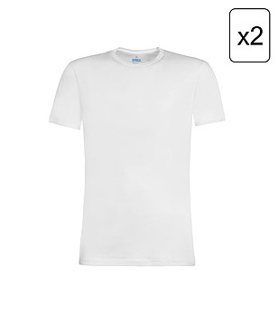Комплект от 2 бр. бели мъжки памучни тениски Ron снимка