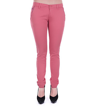 Розов дамски памучен панталон Lexa снимка