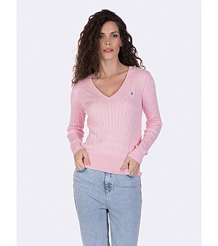 Памучен дамски пуловер в розов нюанс Eve снимка
