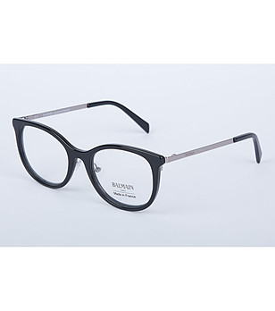 Черни дамски рамки за очила със сребристи елементи снимка