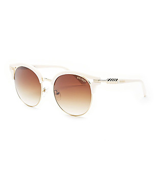 Дамски слънчеви очила в цвят слонова кост и златисто снимка