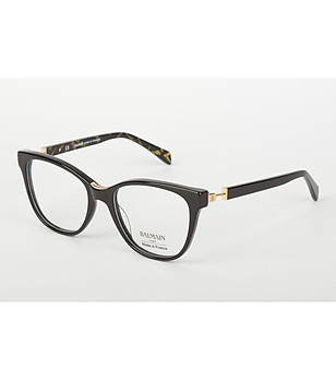 Дамски рамки за очила в черно със златисти детайли и лого снимка