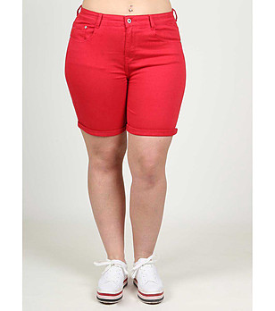 Червени дамски памучни къси панталони Edona снимка