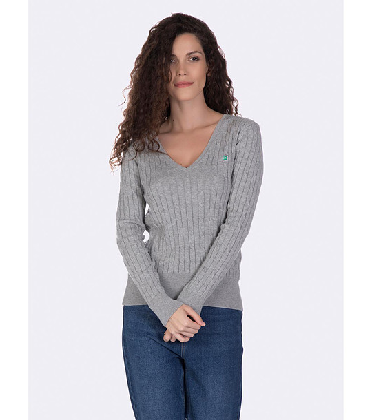 Памучен дамски пуловер в сиво Eve снимка