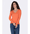 Памучен дамски пуловер в оранжево Eve-0 снимка