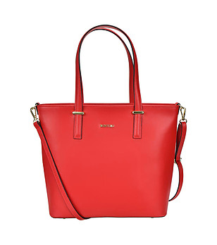 Червена дамска чанта от естествена кожа Luciana снимка