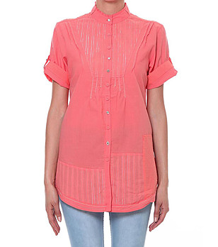 Памучна дамска риза в цвят корал Oriha снимка