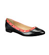 Дамски кожени обувки в черно и цвят корал Lavina-4 снимка