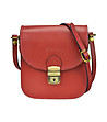 Червена дамска чанта за рамо от естествена кожа Marcia-3 снимка