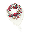 Дамски бял шал с принт в червено и синьо Lornita-0 снимка