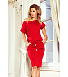 Червена рокля с джобове Savrina-0 снимка
