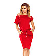 Червена рокля с джобове Savrina-4 снимка