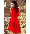 Червена асиметрична рокля с дантела Netty-1 снимка