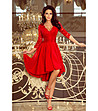 Червена асиметрична рокля с дантела Netty-3 снимка